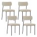 Kit 04 Cadeiras Decorativa Estofada Para Sala de Jantar Melina L02 Linho Bege - Lyam Decor