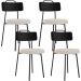 Kit 04 Cadeiras Decorativa Estofada Sala De Jantar Barcelona L02 Couríssimo Preto Linho Bege - Lyam