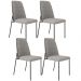 Kit 04 Cadeiras Decorativa Estofada Sala De Jantar Bella L02 Couríssimo Preto Linho Cinza - Lyam Decor