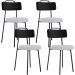 Kit 04 Cadeiras Decorativa Estofada Sala Jantar Barcelona L02 Couríssimo Preto Linho Cinza - Lyam
