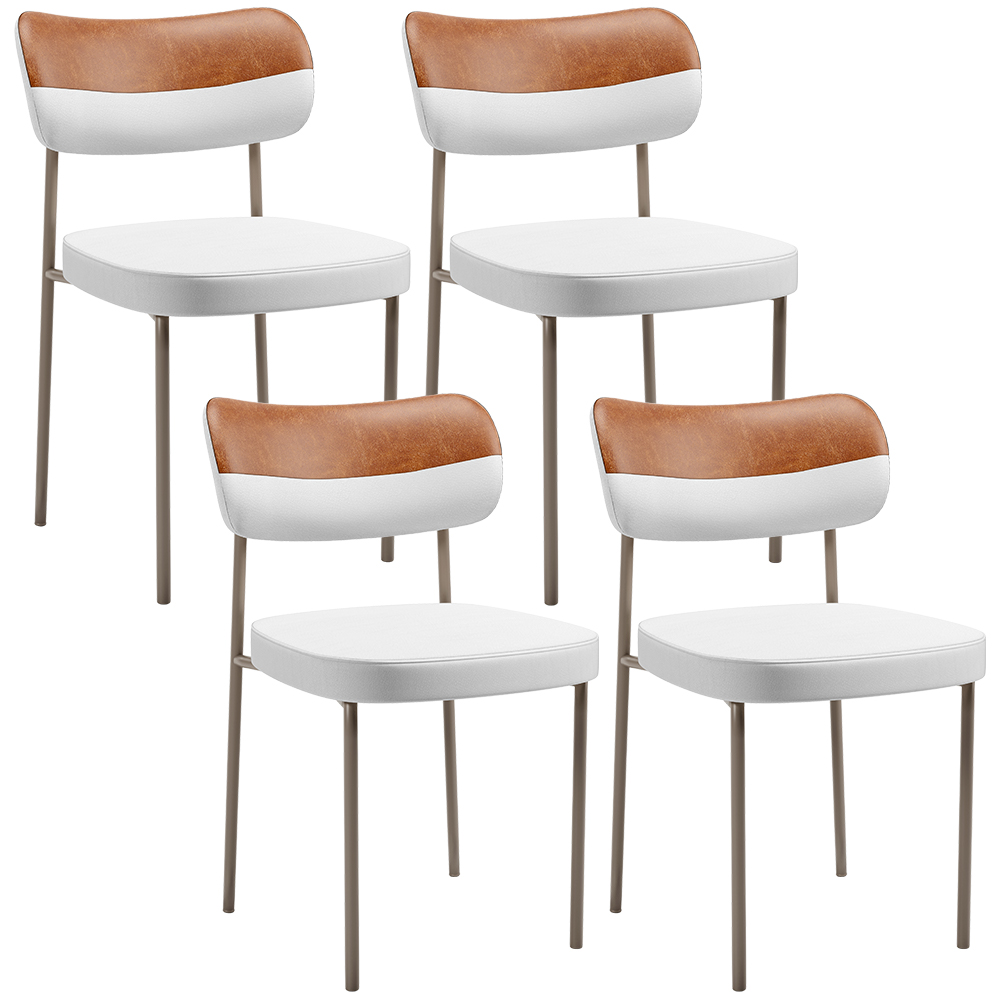 Kit 04 Cadeiras Decorativa Para Sala De Jantar Melina Base Arena L02 Faixa Couríssimo Camel Facto Branco - Lyam Decor