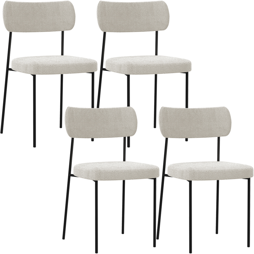 Kit 04 Cadeiras Decorativa Para Sala De Jantar Melina L02 Bouclê Creme - Lyam Decor
