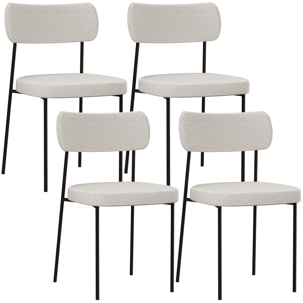 Kit 04 Cadeiras Decorativa Para Sala De Jantar Melina L02 Bouclê Cru - Lyam Decor