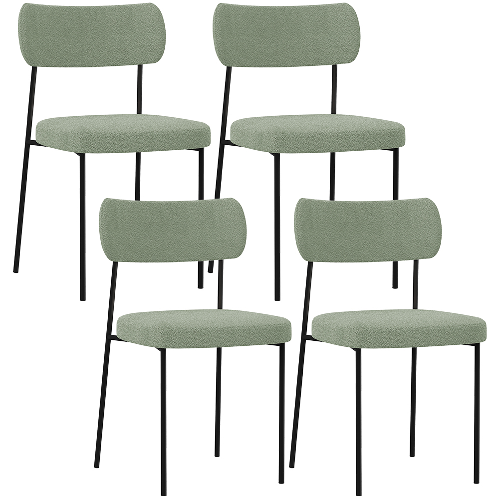 Kit 04 Cadeiras Decorativa Para Sala De Jantar Melina L02 Bouclê Oliva - Lyam Decor