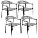 Kit 04 Cadeiras Decorativas Área Gourmet Base Preto Corda Náutica Nevada R01 Chumbo - Lyam Decor