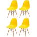 Kit 04 Cadeiras Decorativas Eiffel Charles Eames F03 Amarelo com Pés de Madeira - Lyam Decor