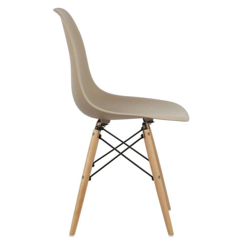 Kit 04 Cadeiras Decorativas Eiffel Charles Eames F03 Nude com Pés de Madeira - Lyam Decor