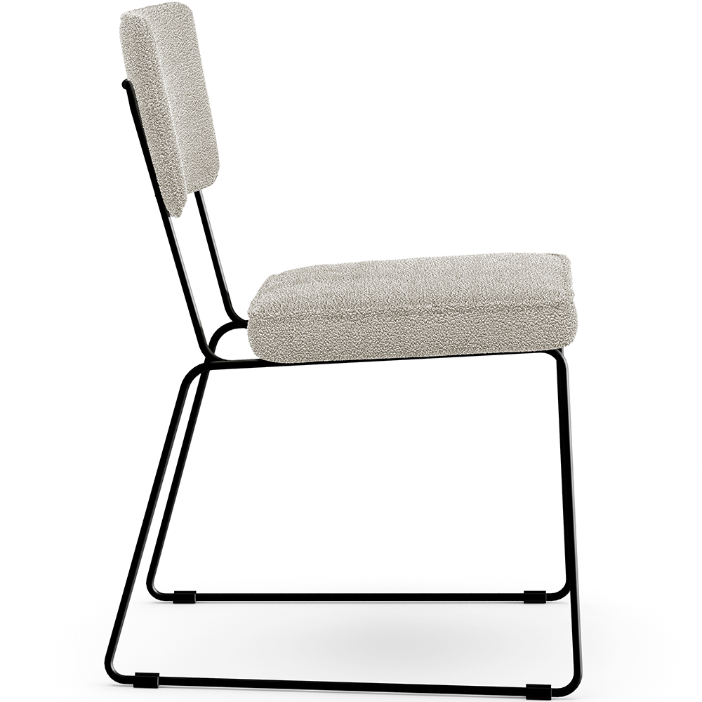 Kit 04 Cadeiras Decorativas Estofada Base De Aço Allana L02 Bouclê Creme - Lyam Decor
