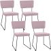 Kit 04 Cadeiras Decorativas Estofada Base De Aço Allana L02 Bouclê Rosê - Lyam Decor