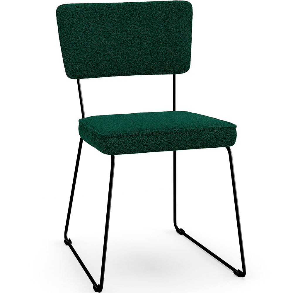 Kit 04 Cadeiras Decorativas Estofada Base De Aço Allana L02 Bouclê Verde - Lyam Decor