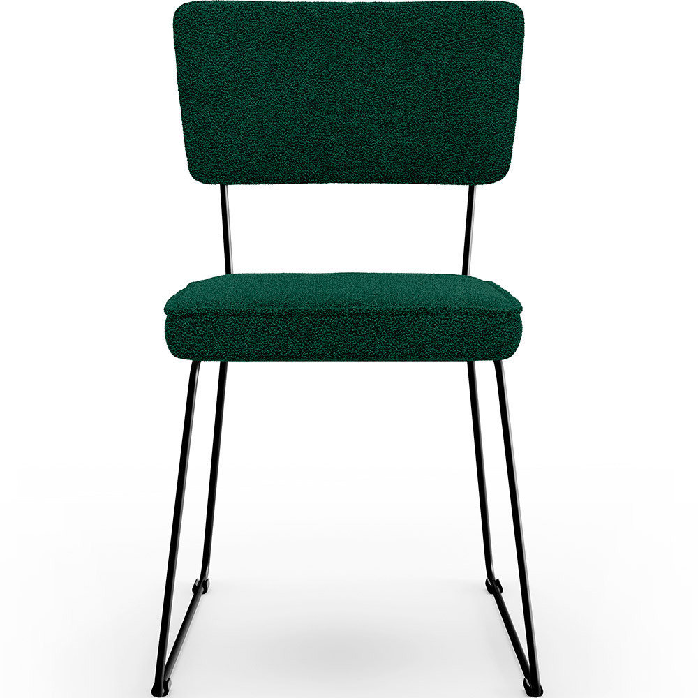 Kit 04 Cadeiras Decorativas Estofada Base De Aço Allana L02 Bouclê Verde - Lyam Decor