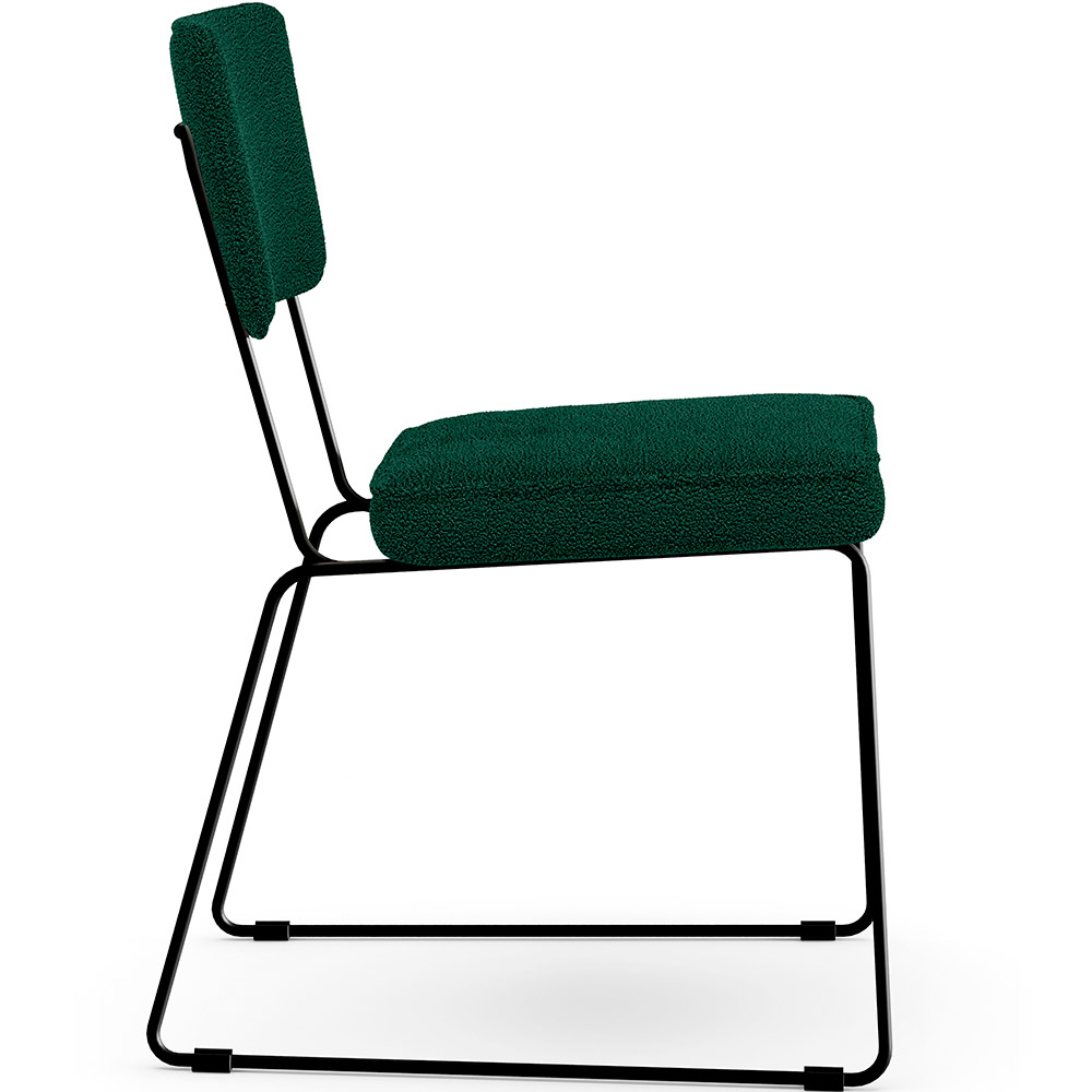 Kit 04 Cadeiras Decorativas Estofada Base De Aço Allana L02 Bouclê Verde - Lyam Decor