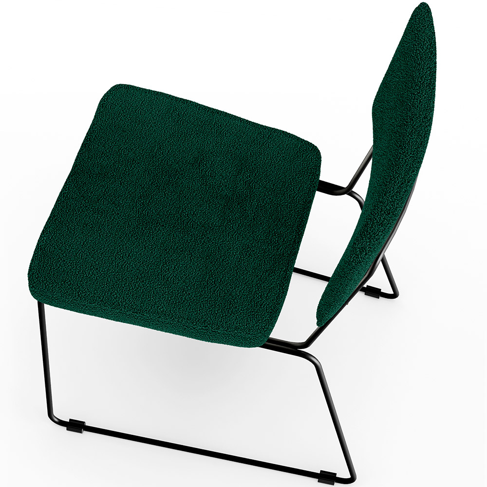 Kit 04 Cadeiras Decorativas Estofada Base De Aço Allana L02 Bouclê Verde - Lyam Decor