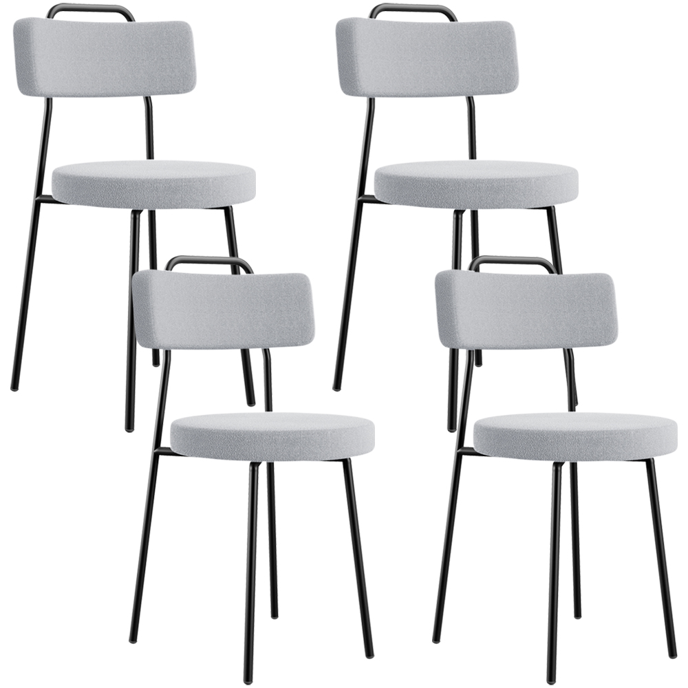 Kit 04 Cadeiras Decorativas Estofada Para Sala De Jantar Barcelona L02 Bouclê Cinza - Lyam Decor