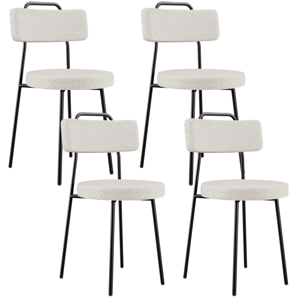 Kit 04 Cadeiras Decorativas Estofada Para Sala De Jantar Barcelona L02 Bouclê Cru - Lyam Decor