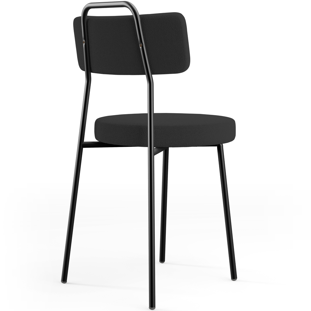 Kit 04 Cadeiras Decorativas Estofada Para Sala De Jantar Barcelona L02 Bouclê Preto - Lyam Decor