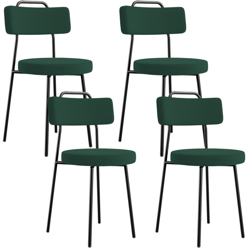 Kit 04 Cadeiras Decorativas Estofada Para Sala De Jantar Barcelona L02 Bouclê Verde - Lyam Decor