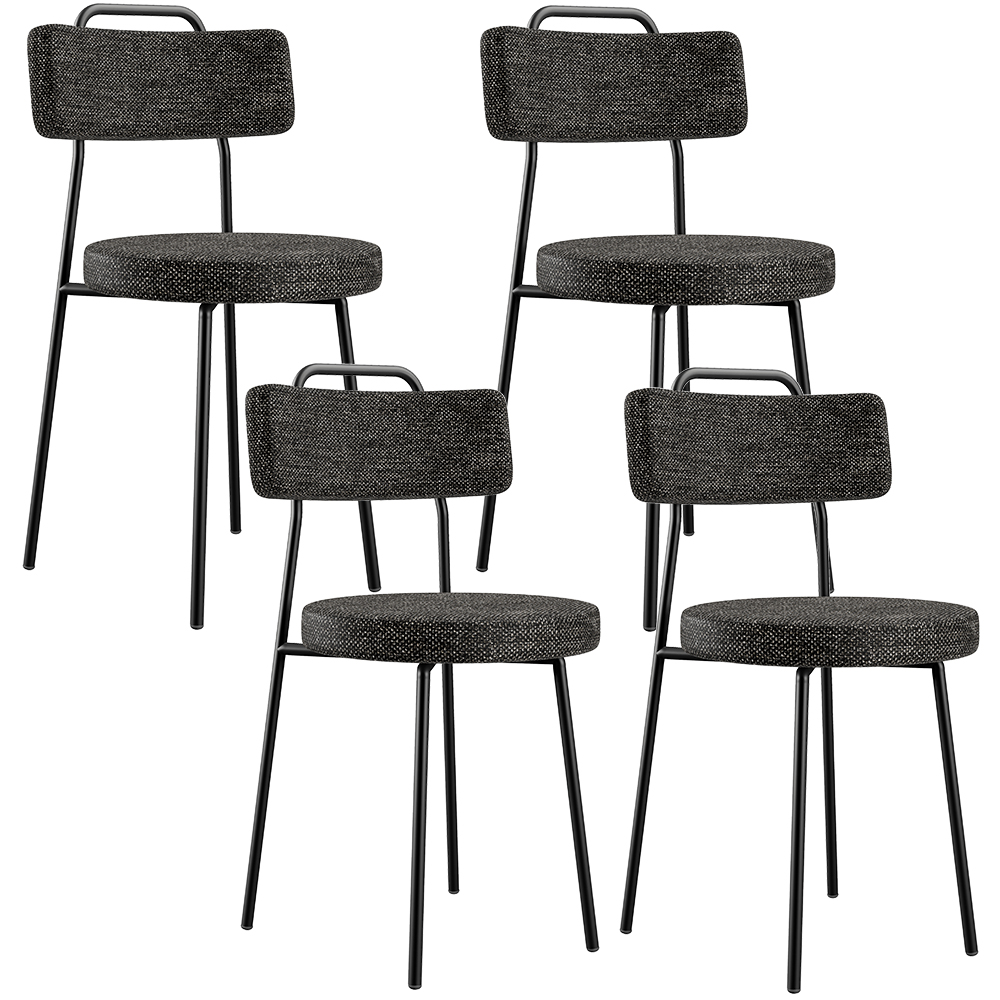 Kit 04 Cadeiras Decorativas Estofada Para Sala De Jantar Barcelona L02 Linho Chumbo - Lyam Decor