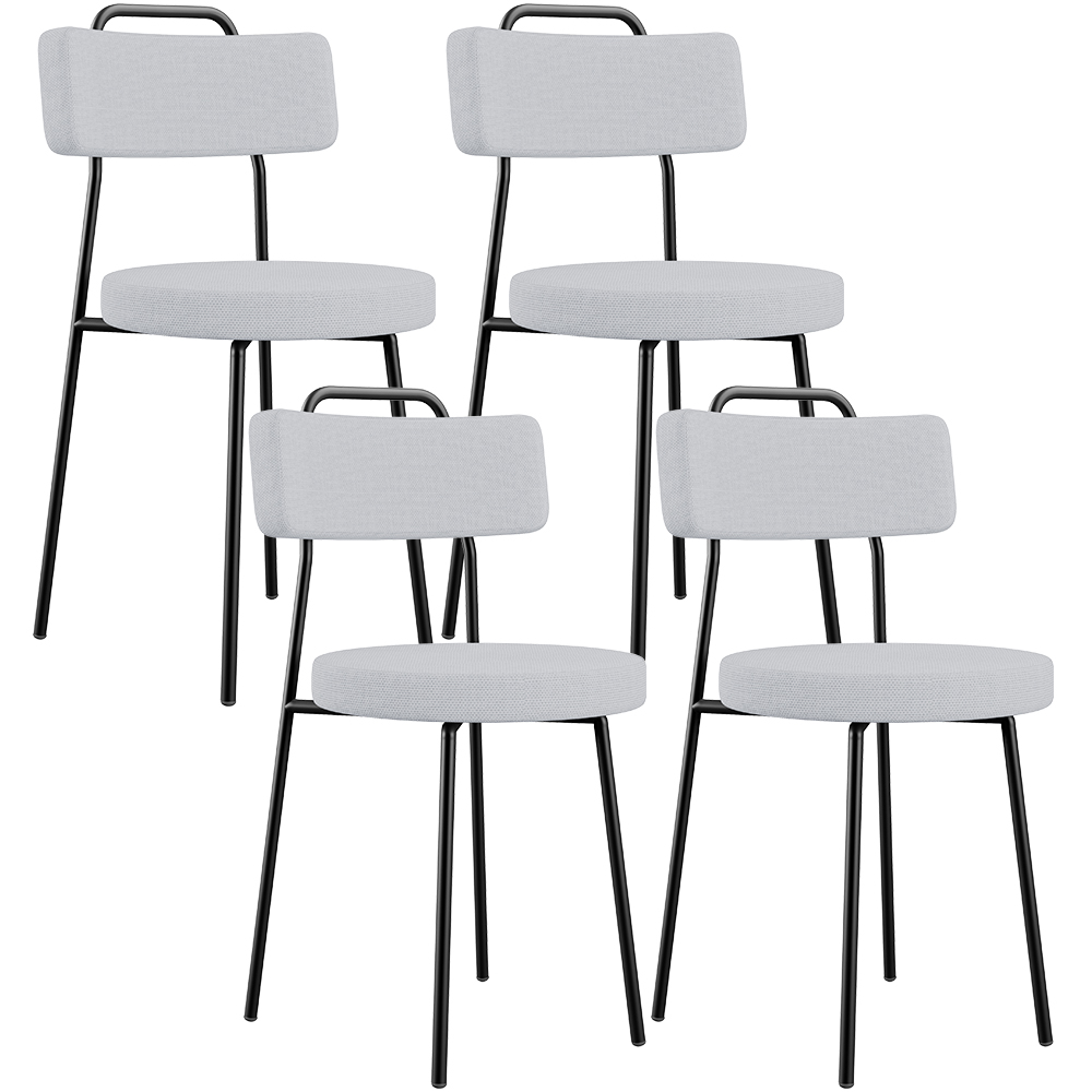 Kit 04 Cadeiras Decorativas Estofada Para Sala De Jantar Barcelona L02 Linho Cinza - Lyam Decor