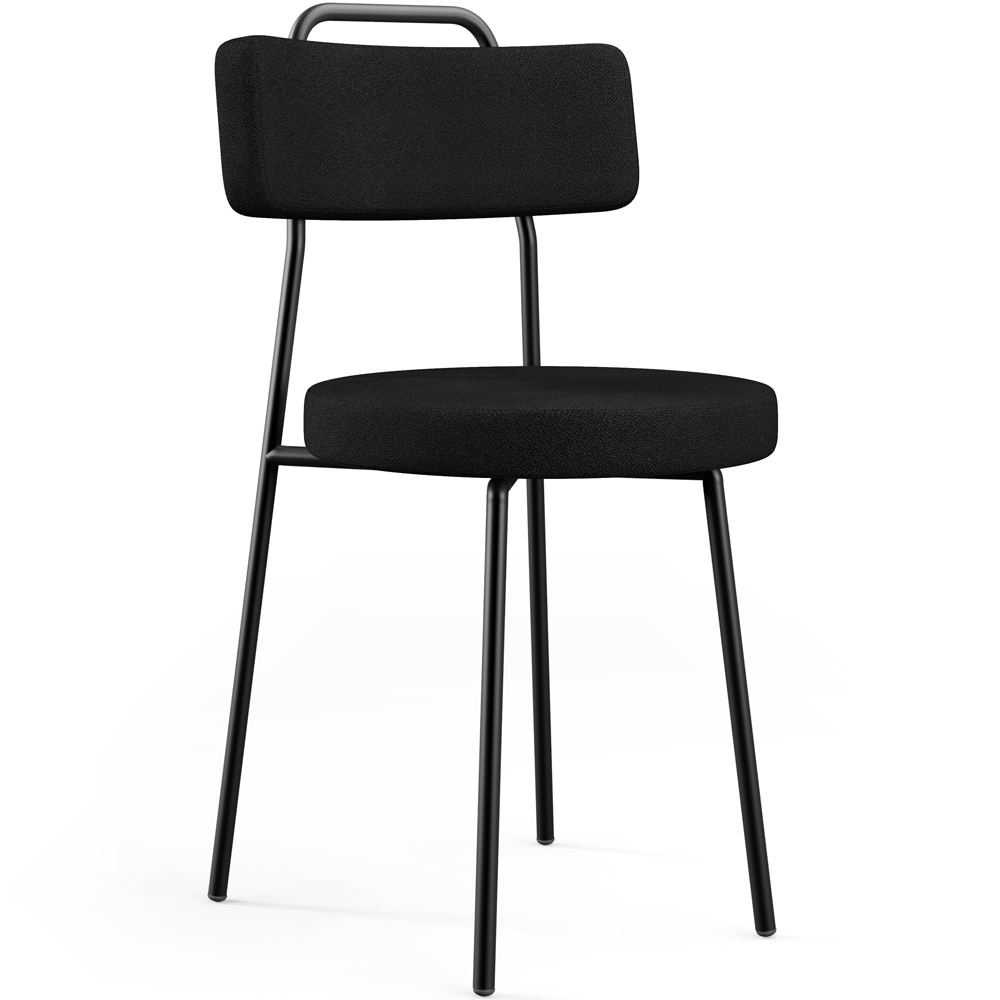 Kit 04 Cadeiras Decorativas Estofada Para Sala De Jantar Barcelona L02 Poliéster Preto - Lyam