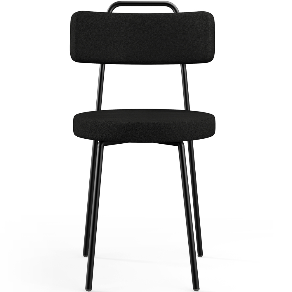 Kit 04 Cadeiras Decorativas Estofada Para Sala De Jantar Barcelona L02 Poliéster Preto - Lyam
