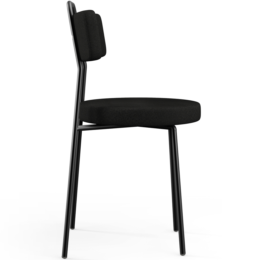 Kit 04 Cadeiras Decorativas Estofada Para Sala De Jantar Barcelona L02 Poliéster Preto - Lyam
