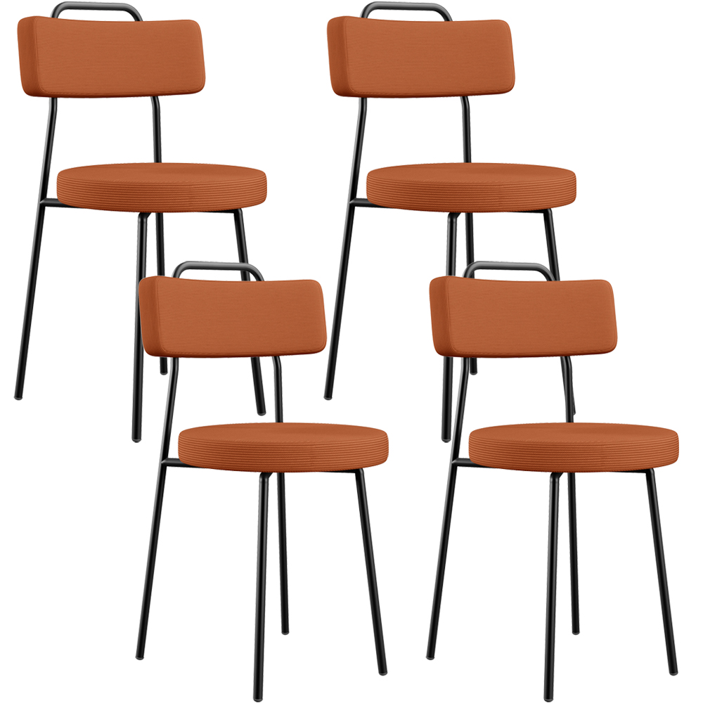Kit 04 Cadeiras Decorativas Estofada Para Sala De Jantar Barcelona L02 Tecido Terracota - Lyam Decor