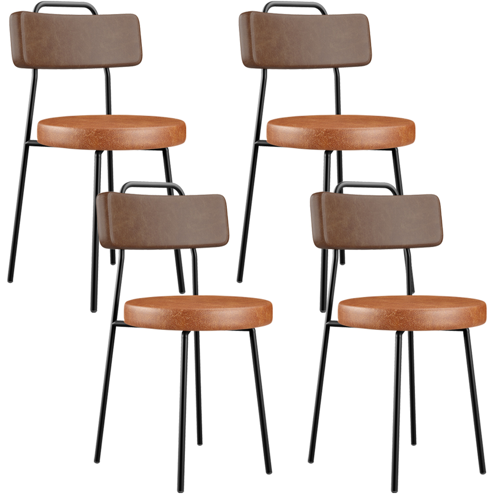Kit 04 Cadeiras Decorativas Estofada Para Sala Jantar Barcelona L02 Couríssimo Marrom Camel - Lyam