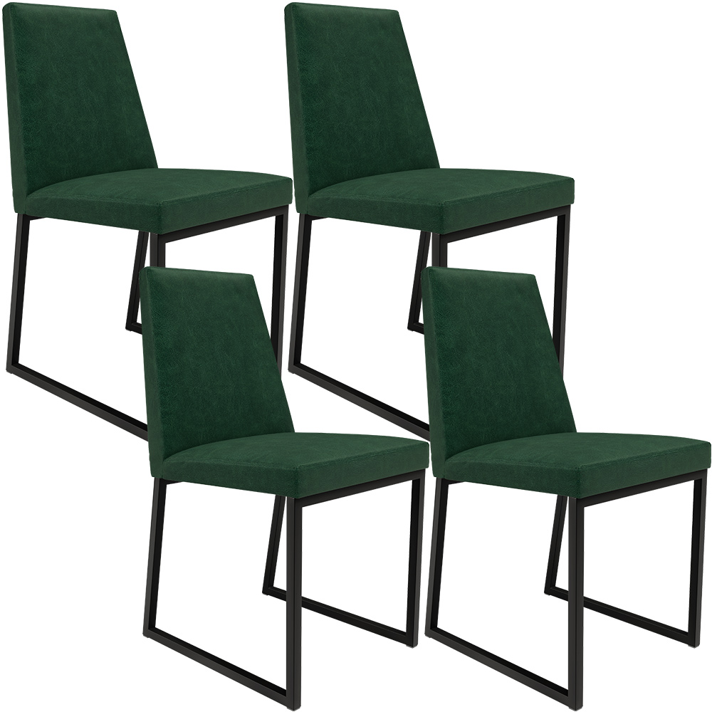 Kit 04 Cadeiras Decorativas Estofada Para Sala de Jantar Dafne L02 Facto Verde Musgo - Lyam Decor
