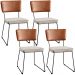 Kit 04 Cadeiras Decorativas Estofada Sala Jantar Allana L02 Couríssimo Camel Linho Cru - Lyam Decor
