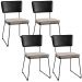 Kit 04 Cadeiras Decorativas Estofada Sala Jantar Allana L02 Couríssimo Preto Linho Bege - Lyam Decor
