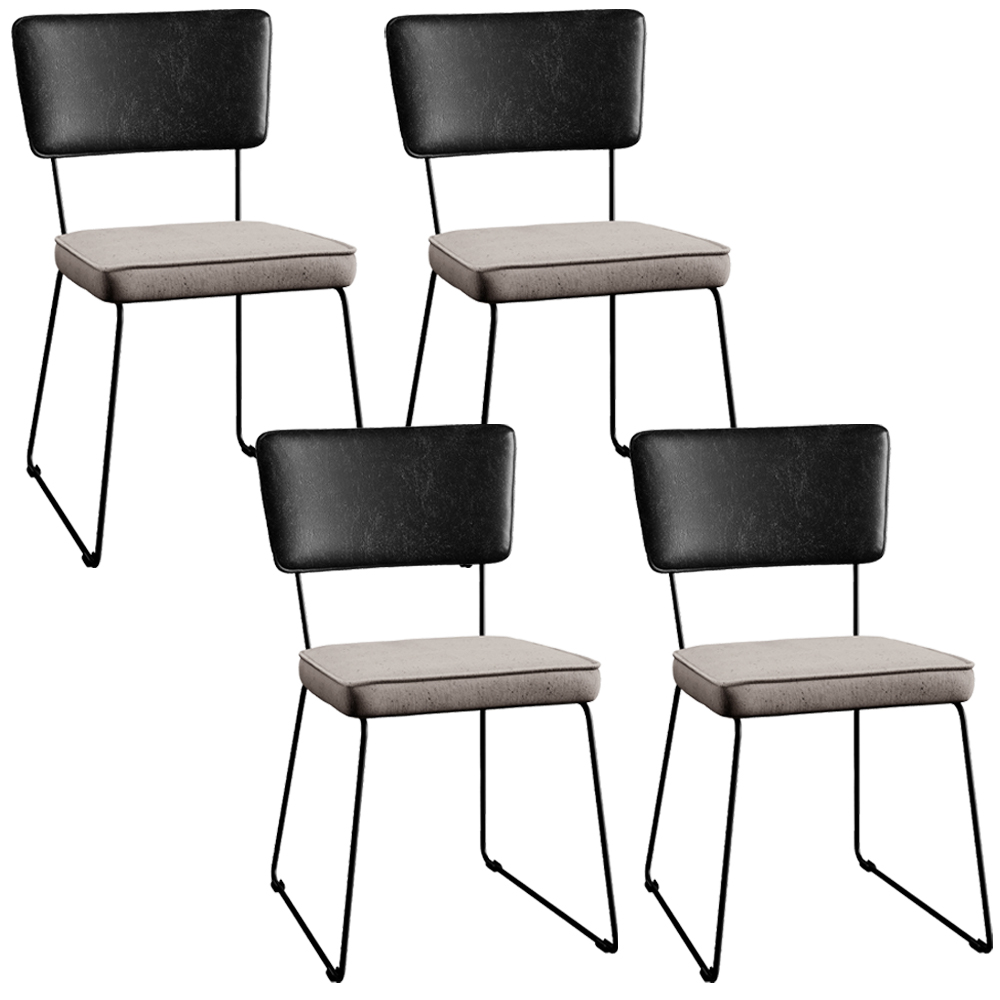 Kit 04 Cadeiras Decorativas Estofada Sala Jantar Allana L02 Couríssimo Preto Linho Bege - Lyam Decor