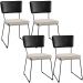 Kit 04 Cadeiras Decorativas Estofada Sala Jantar Allana L02 Couríssimo Preto Linho Cru - Lyam Decor