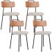 Kit 04 Cadeiras Decorativas Estofada Sala Jantar Barcelona L02 Couríssimo Camel Linho Bege - Lyam