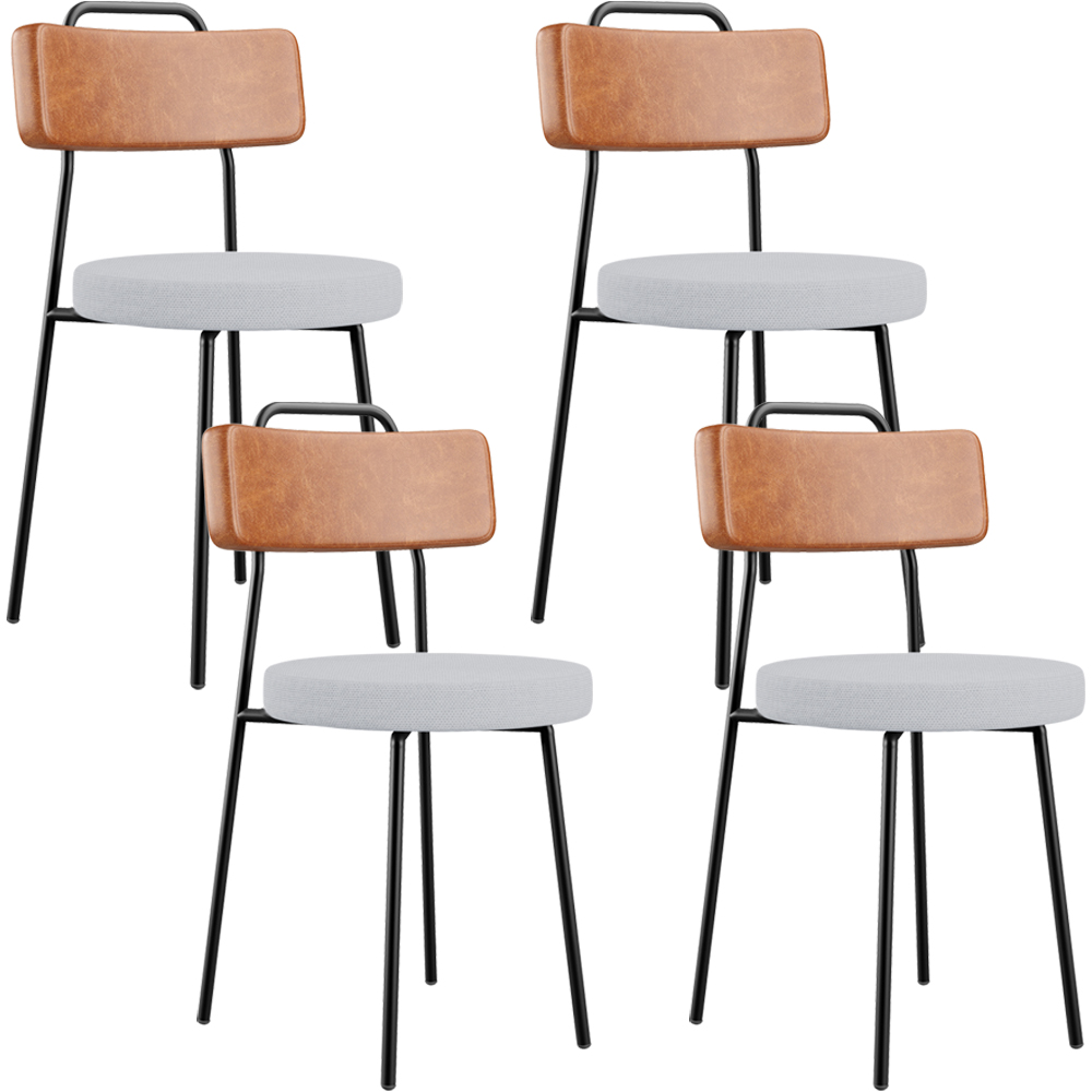 Kit 04 Cadeiras Decorativas Estofada Sala Jantar Barcelona L02 Couríssimo Camel Linho Cinza - Lyam