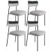 Kit 04 Cadeiras Decorativas Estofada Sala de Jantar Melina F01 Linho Cinza Corano Preto - Lyam Decor