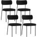Kit 04 Cadeiras Decorativas Estofadas Para Sala de Jantar Melina L02 Poliéster Preto - Lyam