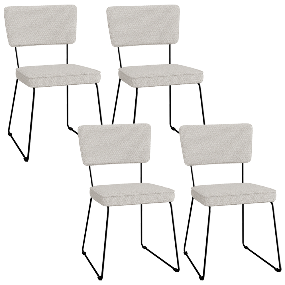 Kit 04 Cadeiras Decorativas Para Sala De Jantar Allana L02 Bouclê Cru - Lyam