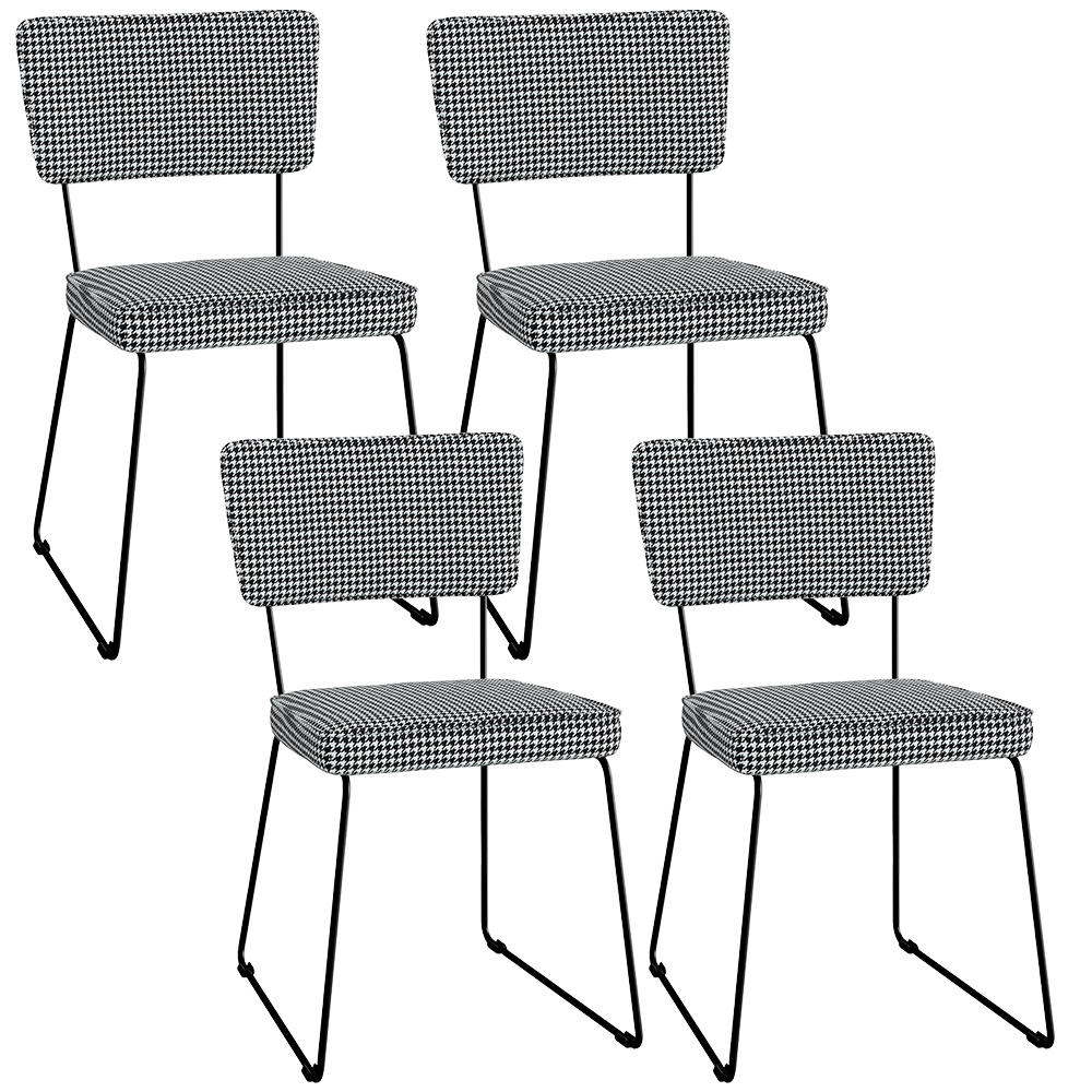 Kit 04 Cadeiras Decorativas Para Sala De Jantar Allana L02 Pied Poule - Lyam Decor