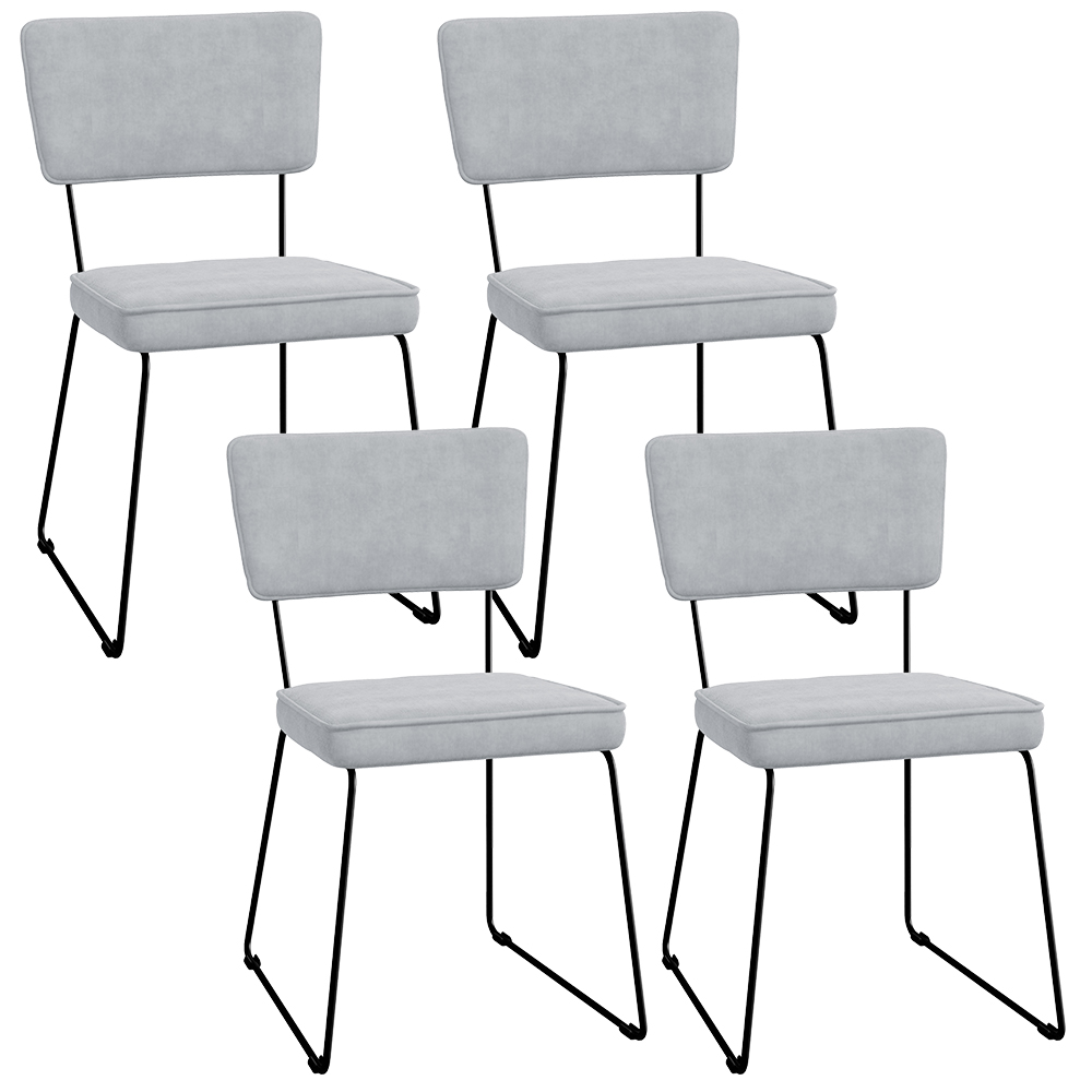 Kit 04 Cadeiras Decorativas Para Sala De Jantar Allana L02 Suede Cinza - Lyam Decor
