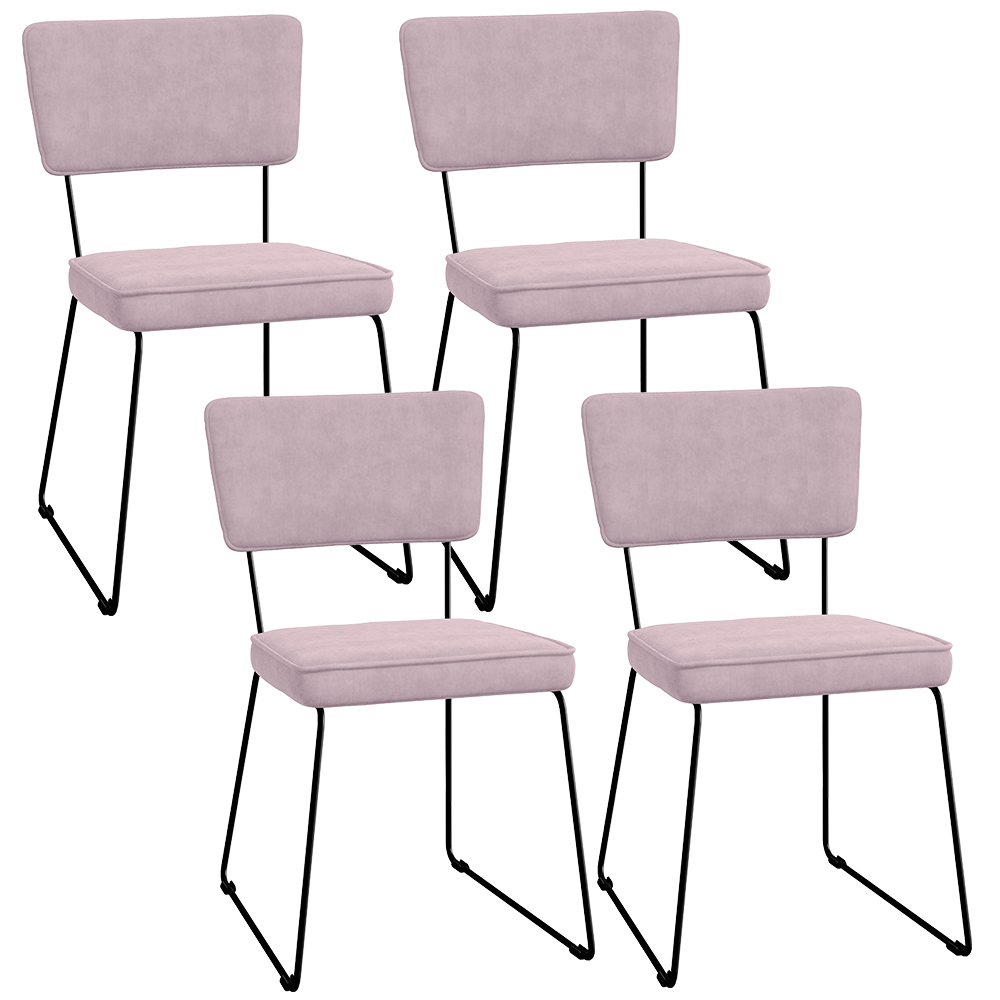 Kit 04 Cadeiras Decorativas Para Sala De Jantar Allana L02 Suede Rosê - Lyam Decor