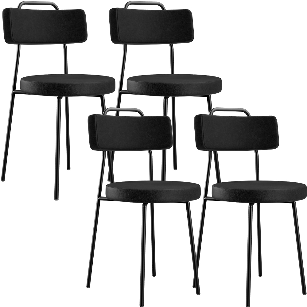 Kit 04 Cadeiras Decorativas Para Sala De Jantar Barcelona L02 Couríssimo Preto - Lyam Decor