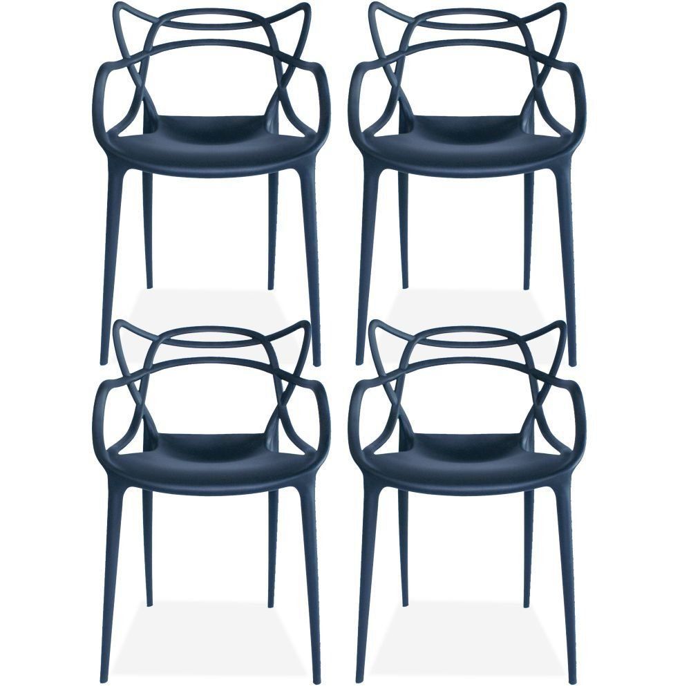 Kit 04 Cadeiras Decorativas Para Sala de Jantar Amsterdam F03 Preto - Lyam Decor