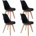 Kit 04 Cadeiras Decorativas Para Sala de Jantar Ayla Com Base de Madeira E01 Preto - Lyam Decor