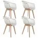 Kit 04 Cadeiras Decorativas Para Sala de Jantar Madri Com Base de Madeira E01 Branco - Lyam Decor