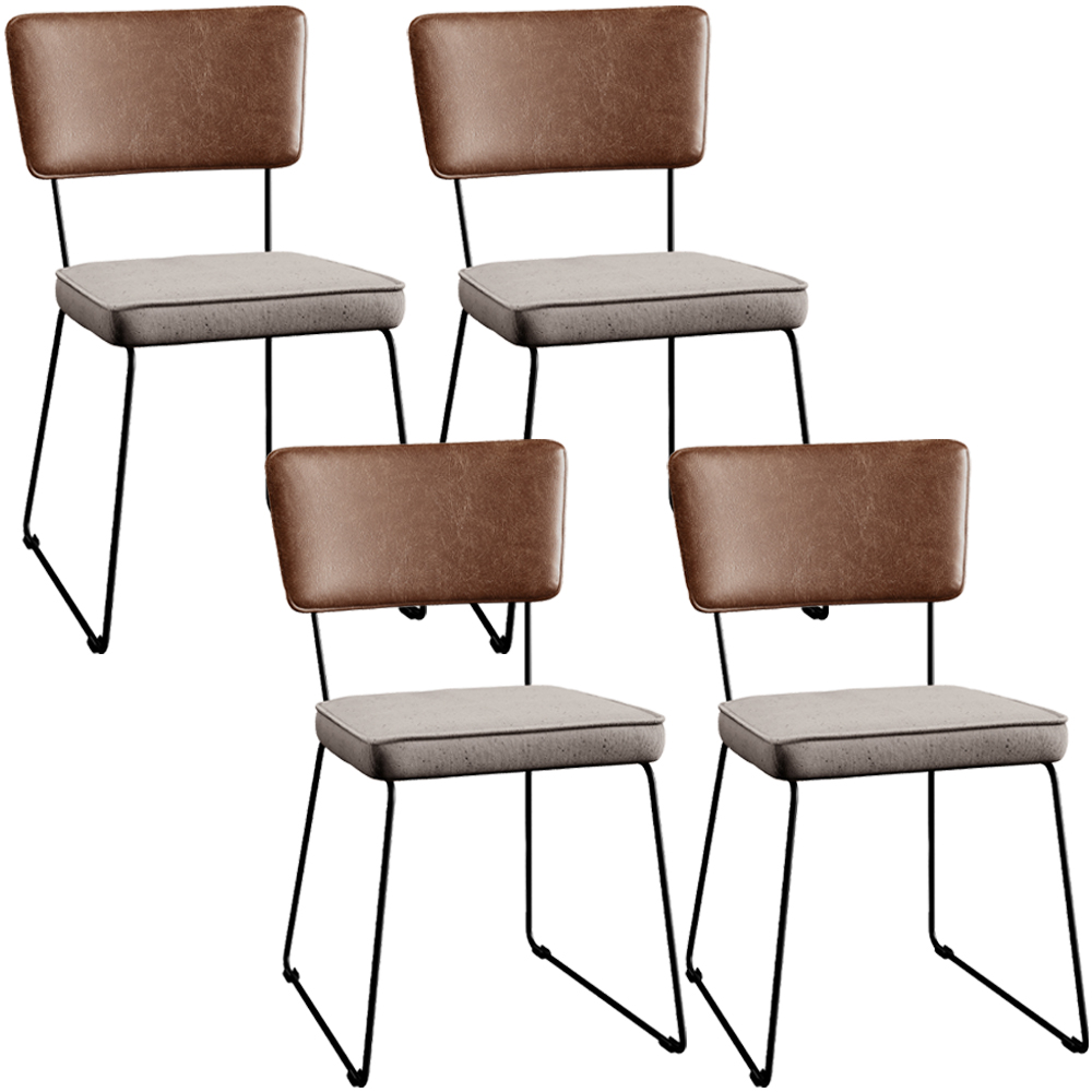 Kit 04 Cadeiras Decorativas Sala De Jantar Allana L02 Couríssimo Marrom Linho Bege - Lyam Decor