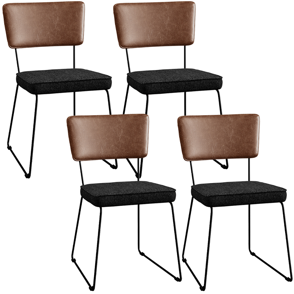 Kit 04 Cadeiras Decorativas Sala De Jantar Allana L02 Couríssimo Marrom Linho Chumbo - Lyam Decor