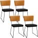 Kit 04 Cadeiras Decorativas Sala De Jantar Allana L02 Couríssimo Whisky Linho Chumbo - Lyam Decor