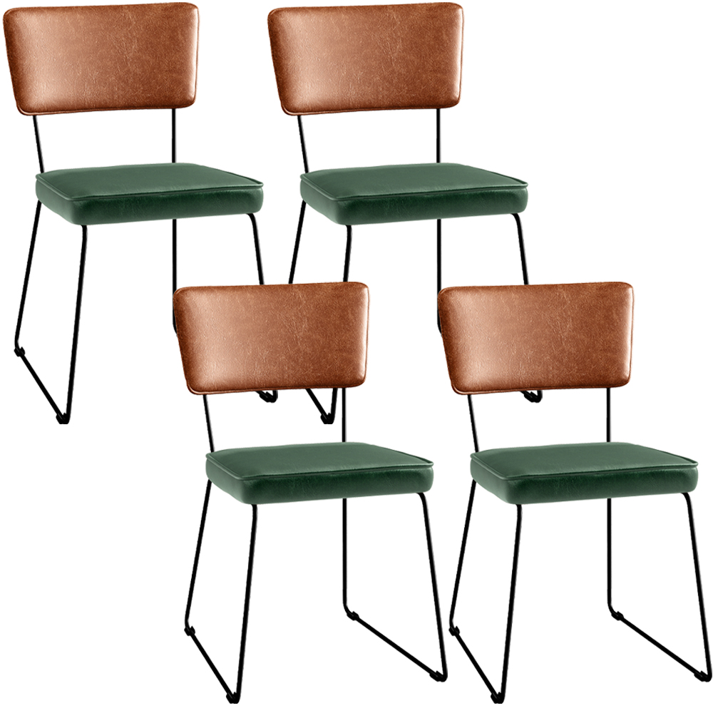 Kit 04 Cadeiras Decorativas Sala Jantar Allana L02 Couríssimo Camel Facto Verde Musgo - Lyam Decor