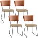 Kit 04 Cadeiras Decorativas Sala Jantar Allana L02 Couríssimo Camel Linho Bege Escuro - Lyam Decor
